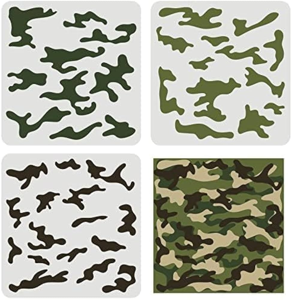 FINGERINSPIRE Camo Stencils Kit 30 X 30 Cm Camo Stencils For Spray Paint Camouflage Pattern Plastic Template For Painting On Wood Canvas Paper