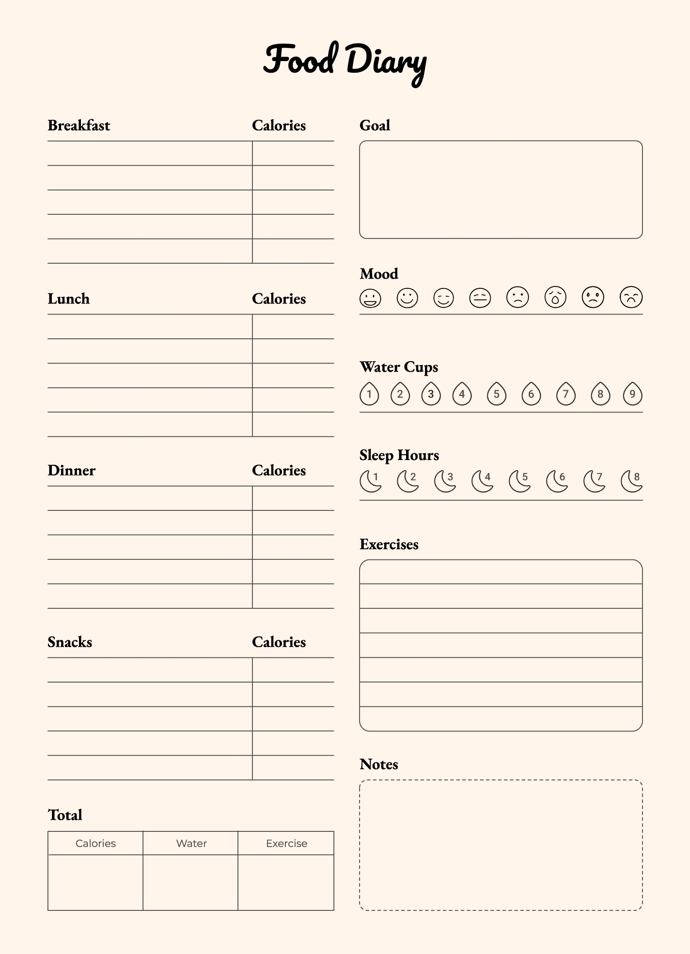 Food Diary Free Google Docs Template Gdoc io Food Diary Free Google Docs Template Gdoc io