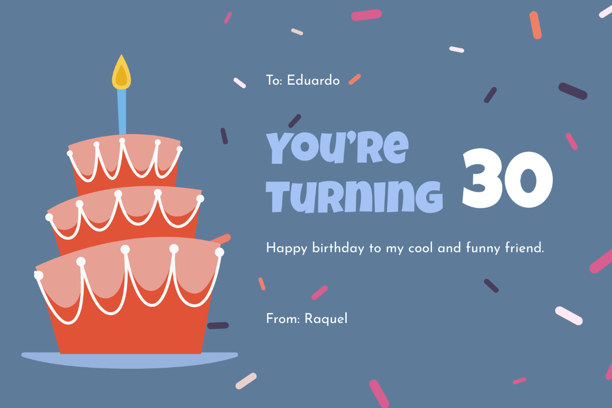 Free 30th Birthday Card Templates Editable And Printable