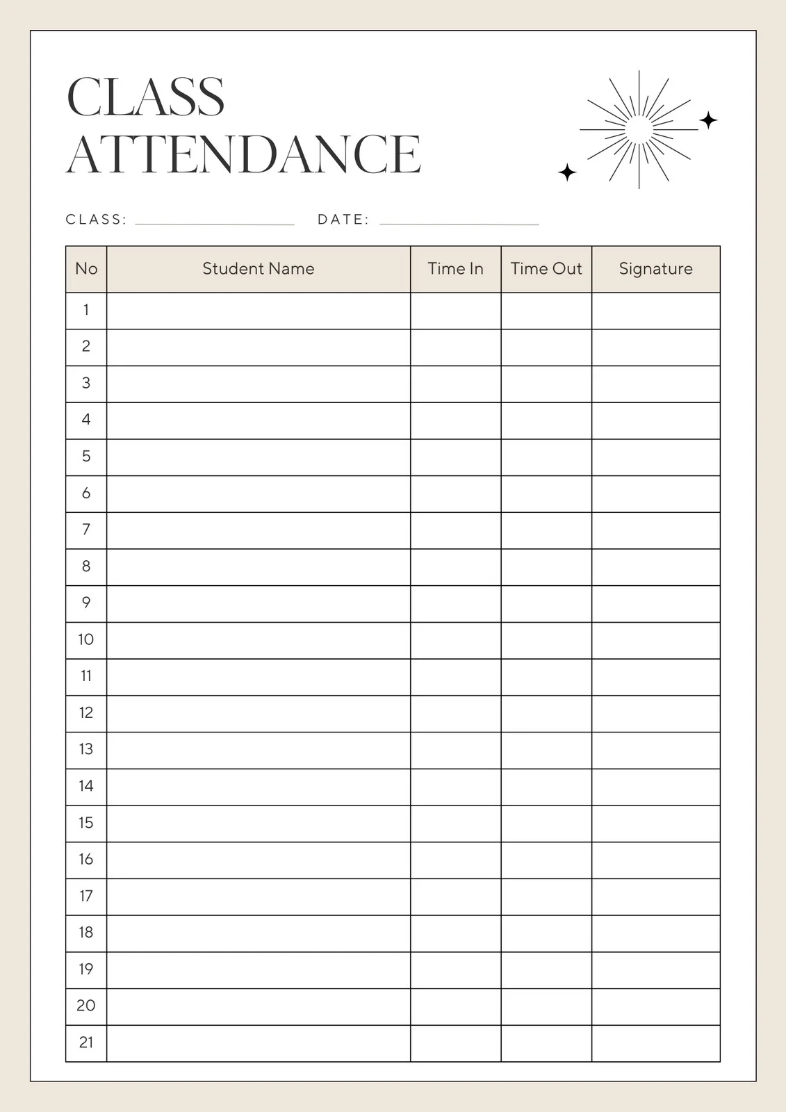 Free And Customizable Attendance Templates