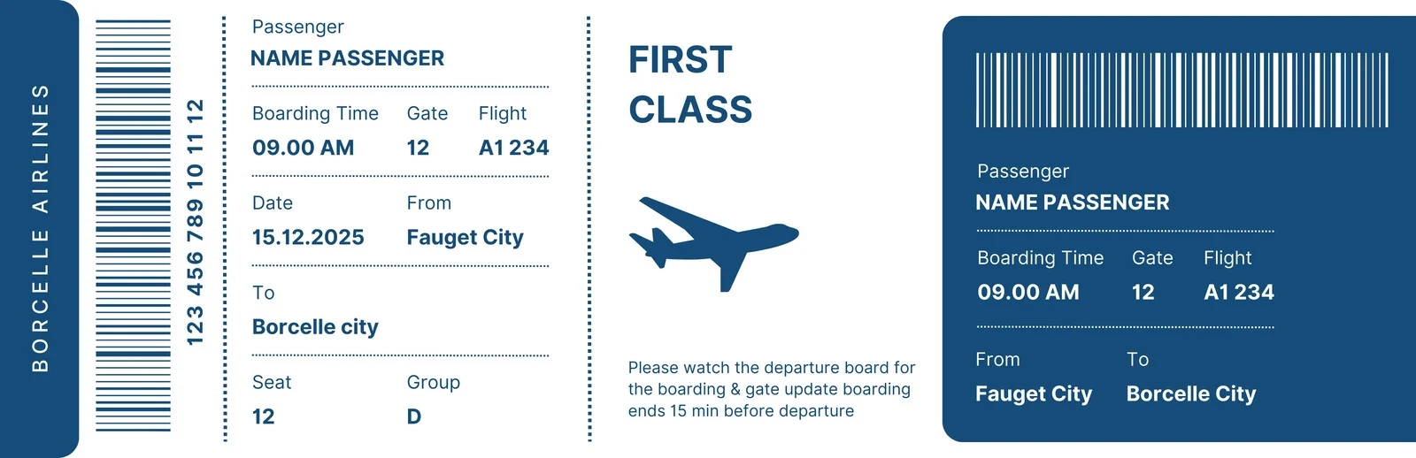 Free And Customizable Boarding Pass Templates