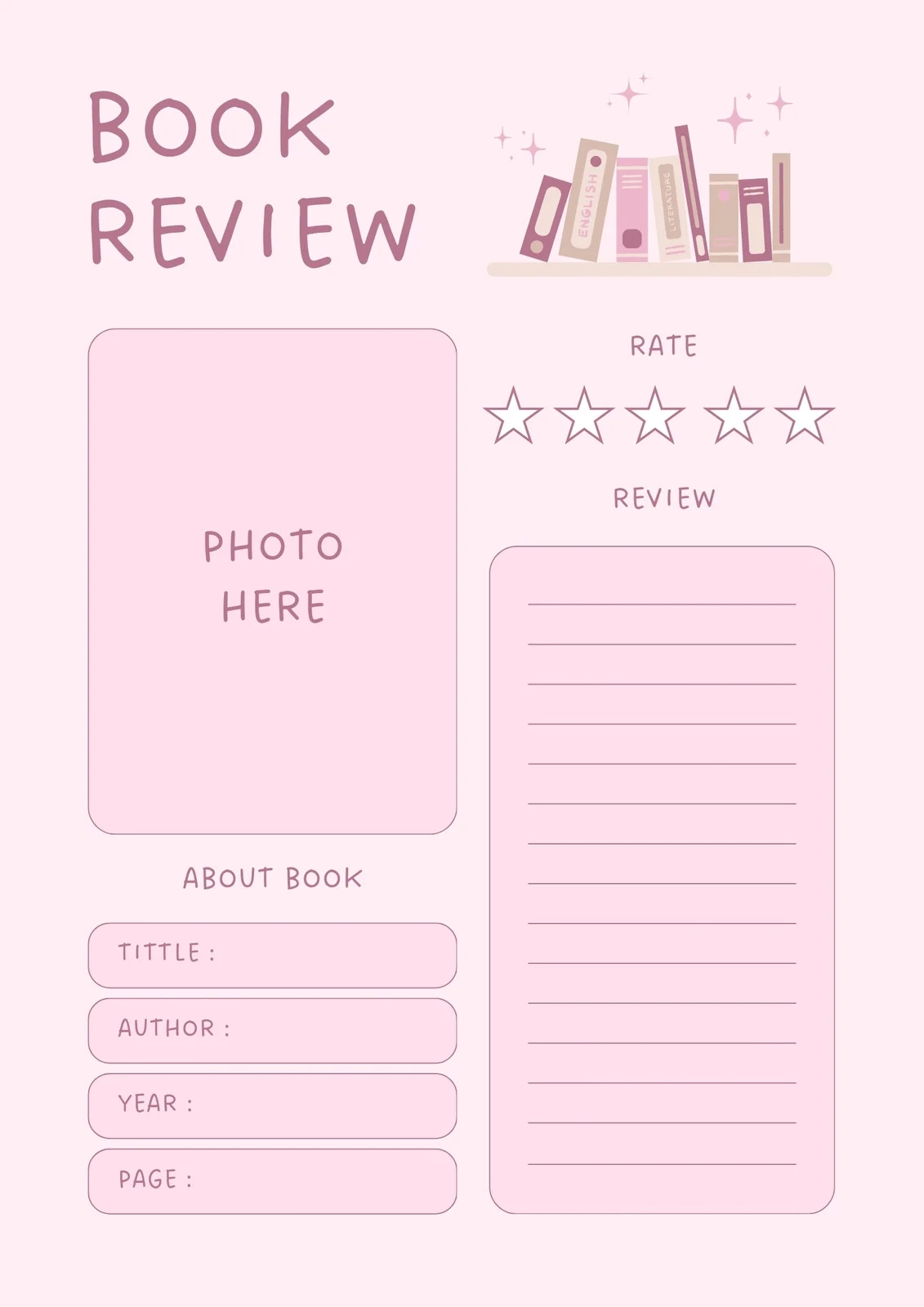 Book Review Template Free Printable