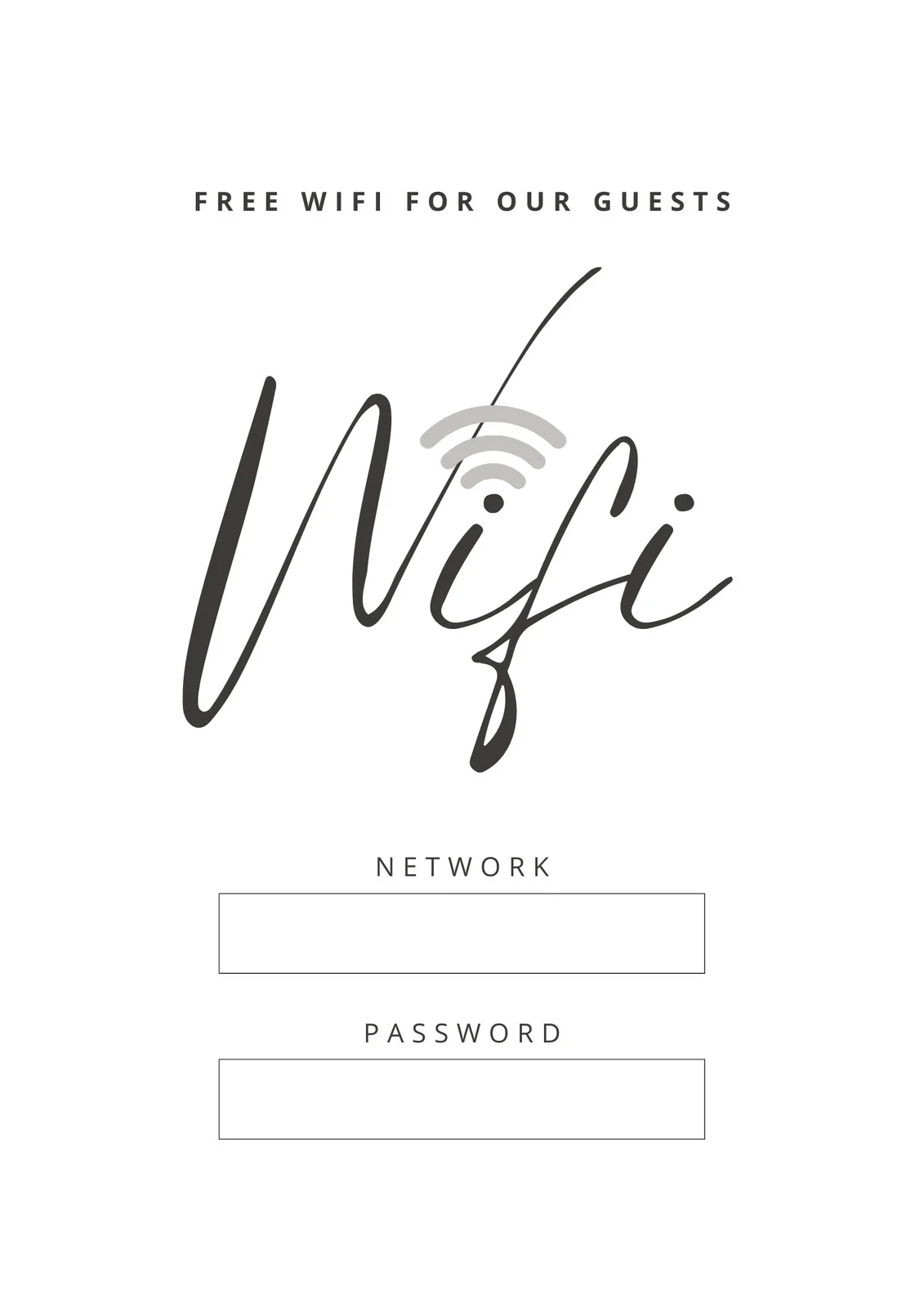 Wifi Password Printable Template