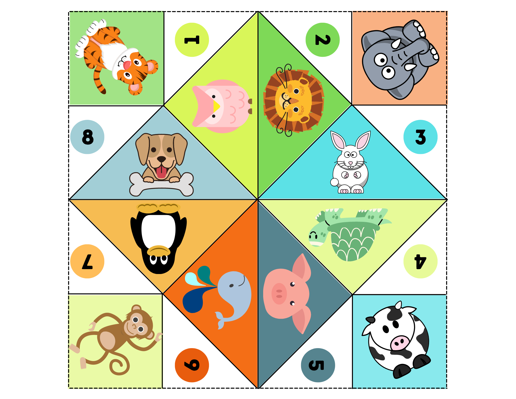 Free Animal Game Cootie Catcher Fortune Teller