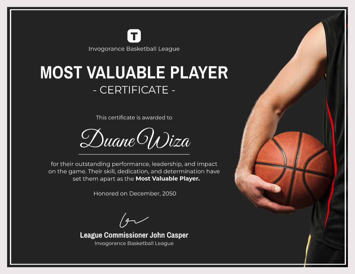 Free Basketball Certificate Templates To Edit Online