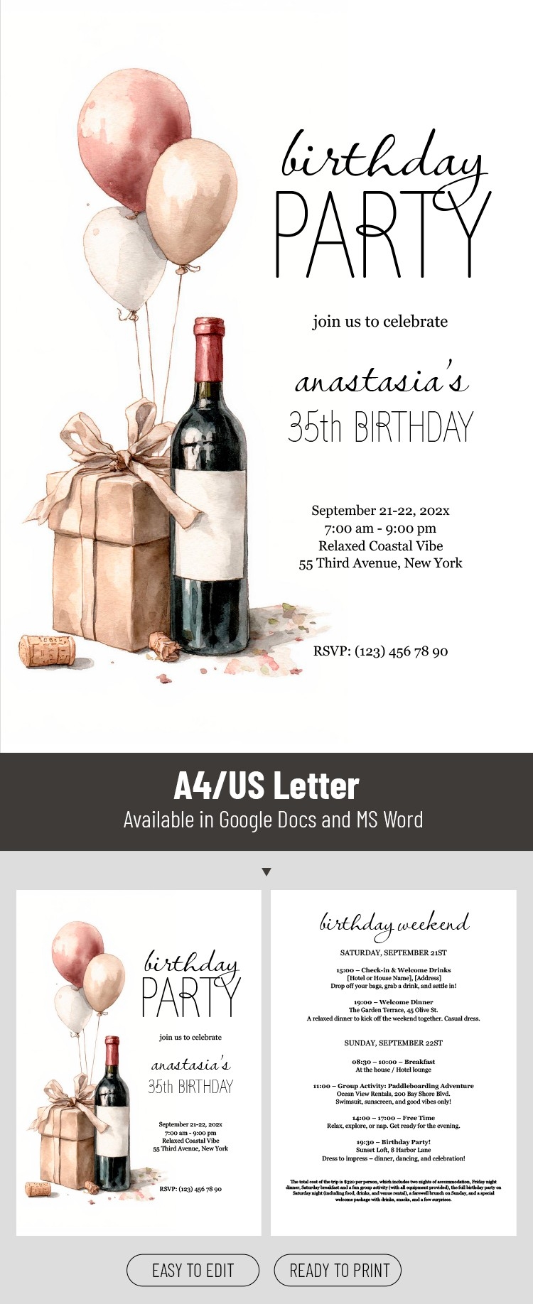 Free Printable Birthday Itinerary Template Free Printable Birthday Itinerary Template