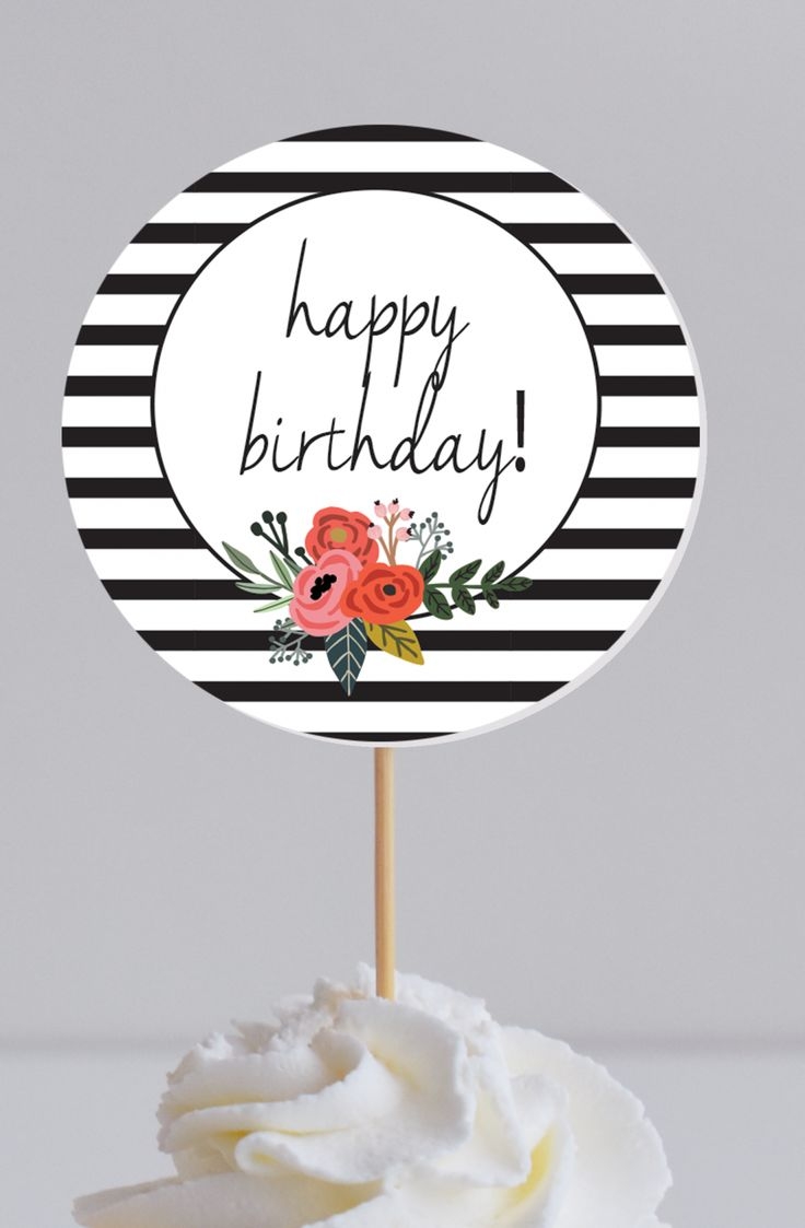 FREE Black And White Cupcake Toppers Printables