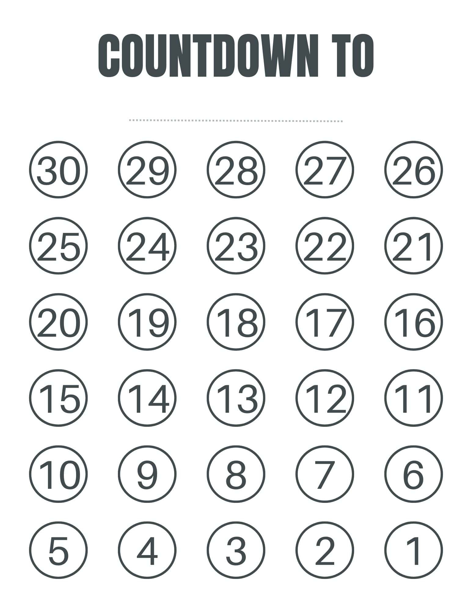 FREE Blank Countdown Calendar Printable