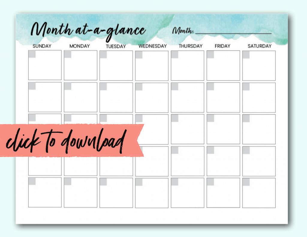 Free Monthly Calendar Template Printable