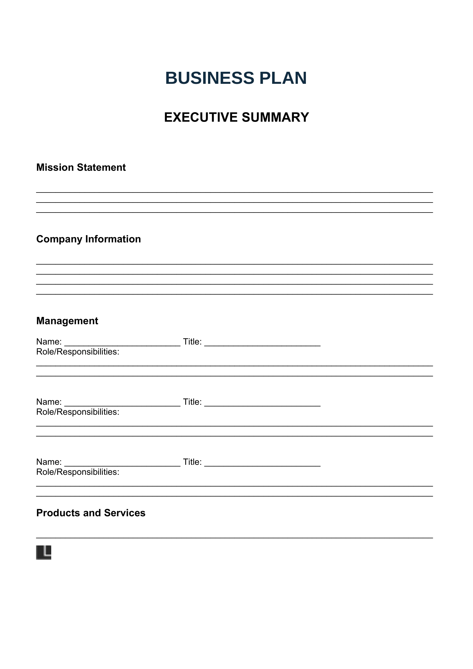 Printable Business Plan Template Free