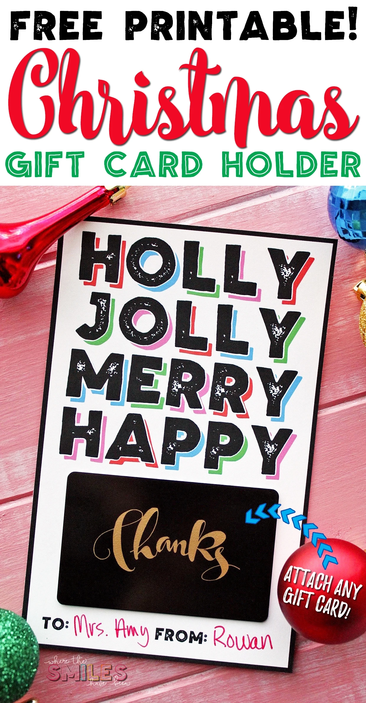 FREE Christmas Gift Card Holder Printable Attach Any Gift Card 