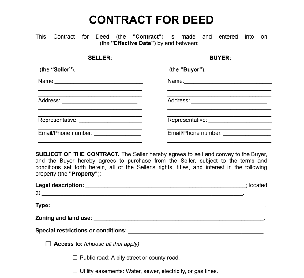 Free Contract For Deed Template PDF Word Jurizmo