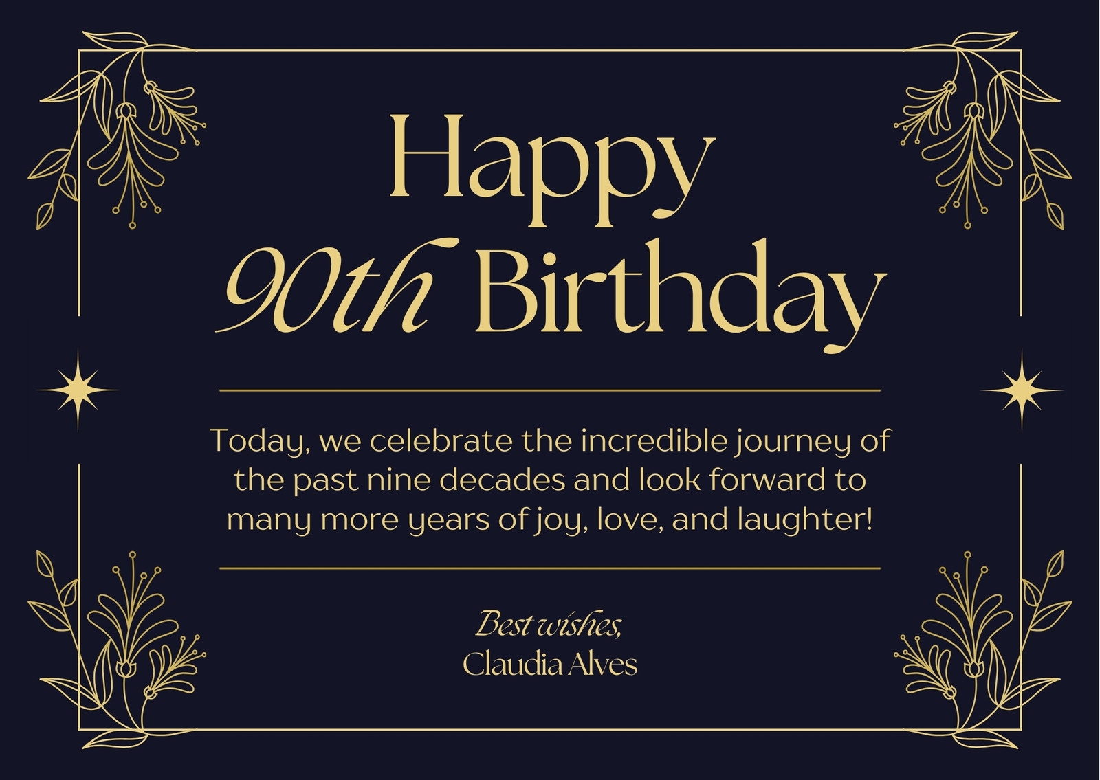 Free Custom Printable 90th Birthday Card Templates Canva
