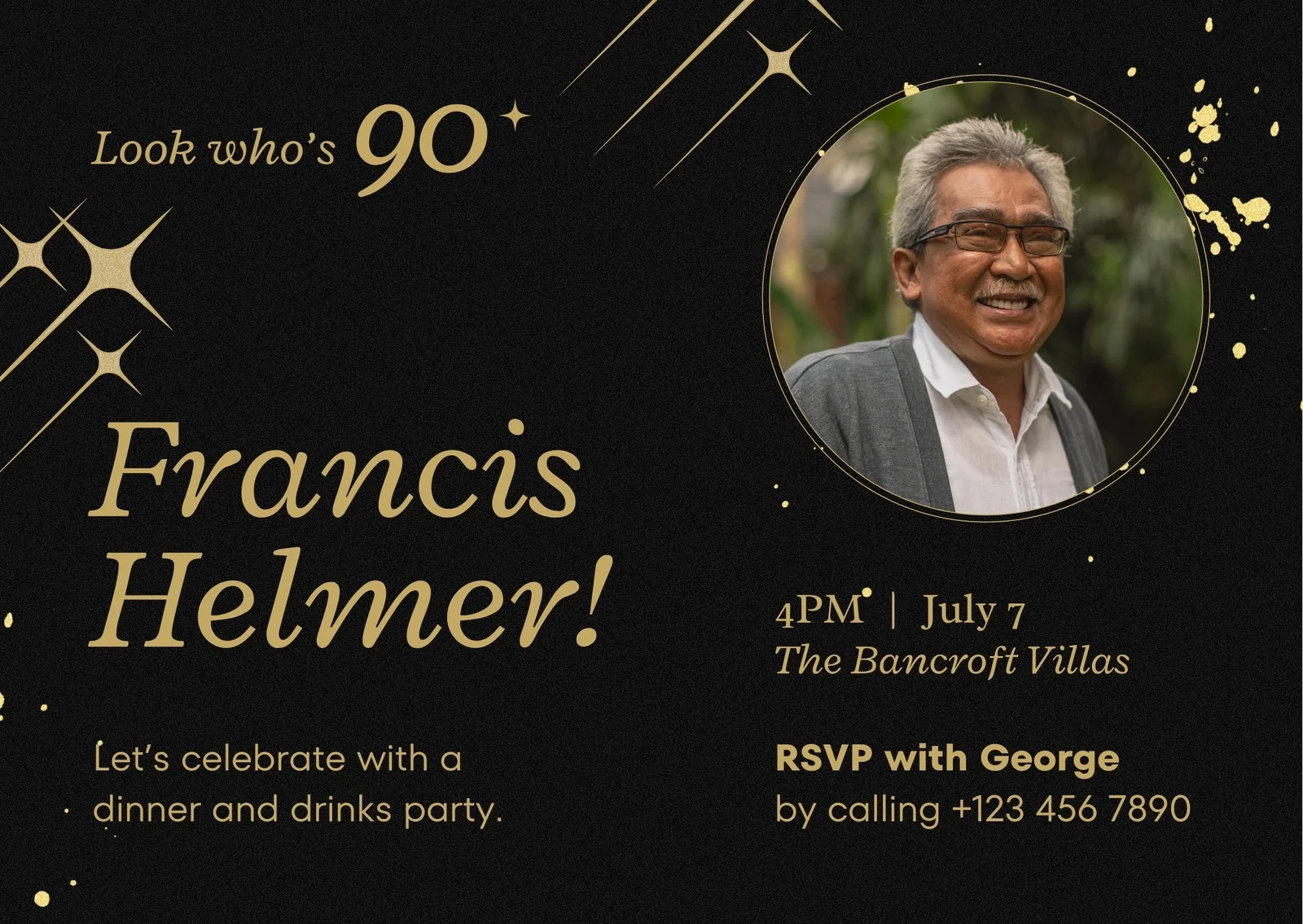 Free Custom Printable 90th Birthday Card Templates Canva