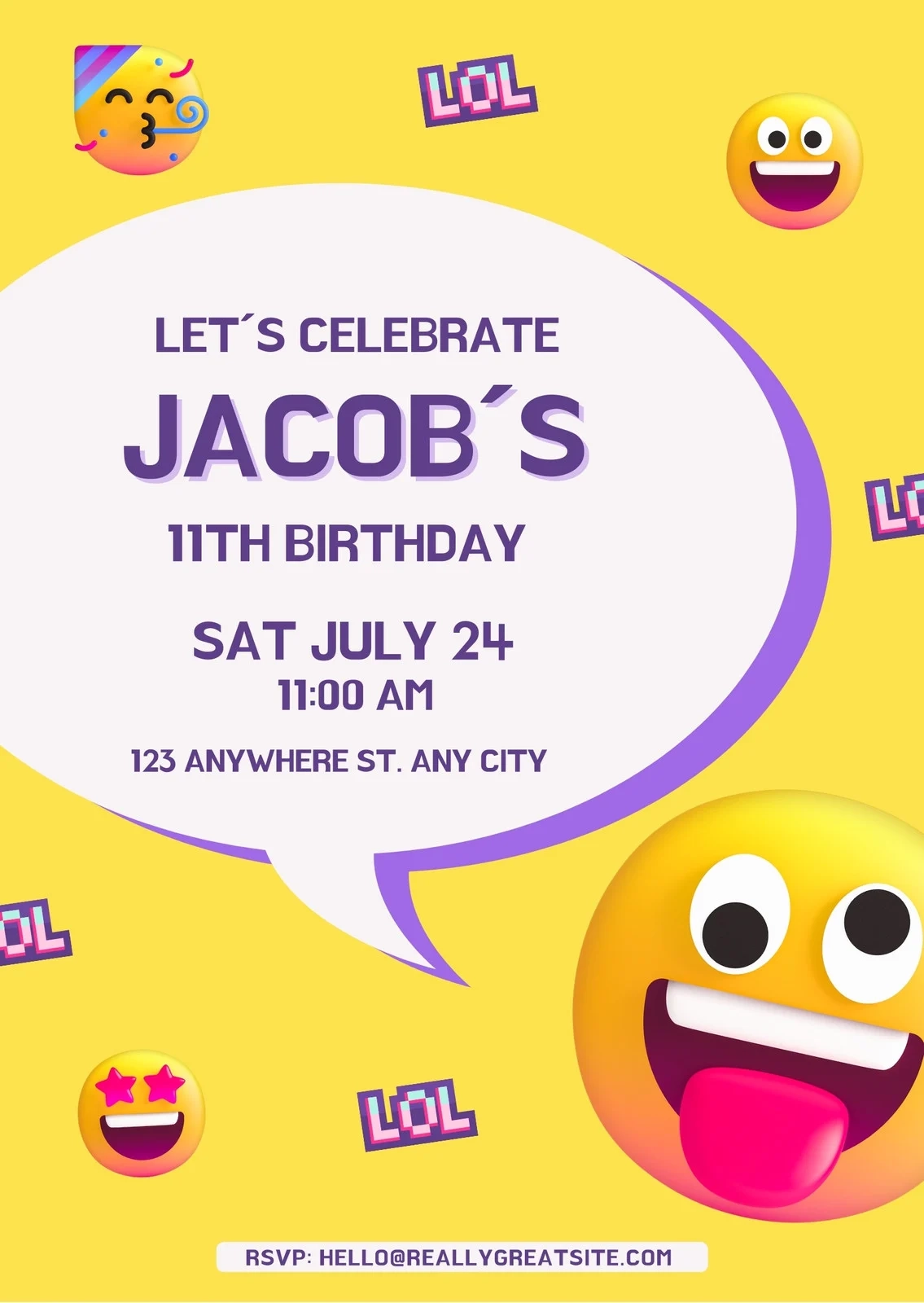 Free Custom Printable Emoji Party Invitation Templates Canva