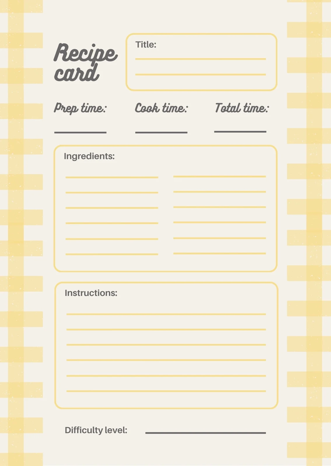 Recipe Templates Printable