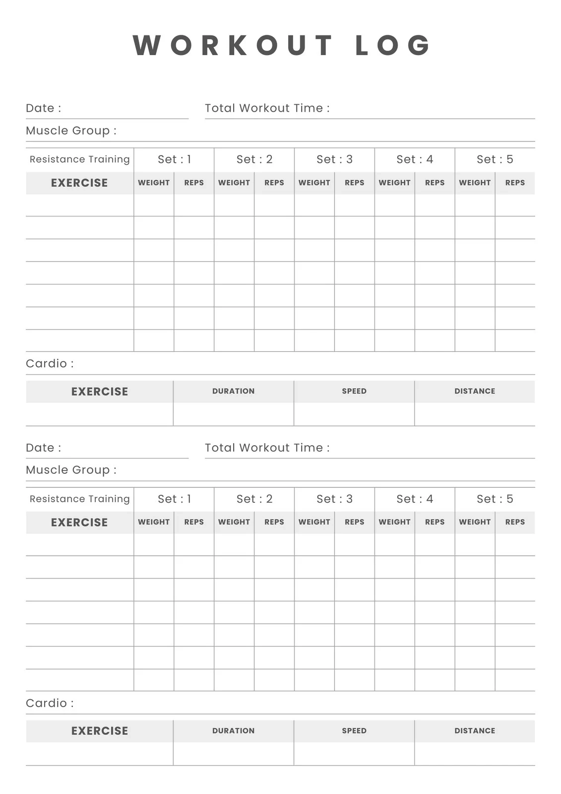 Printable Workout Templates For Personal Trainers
