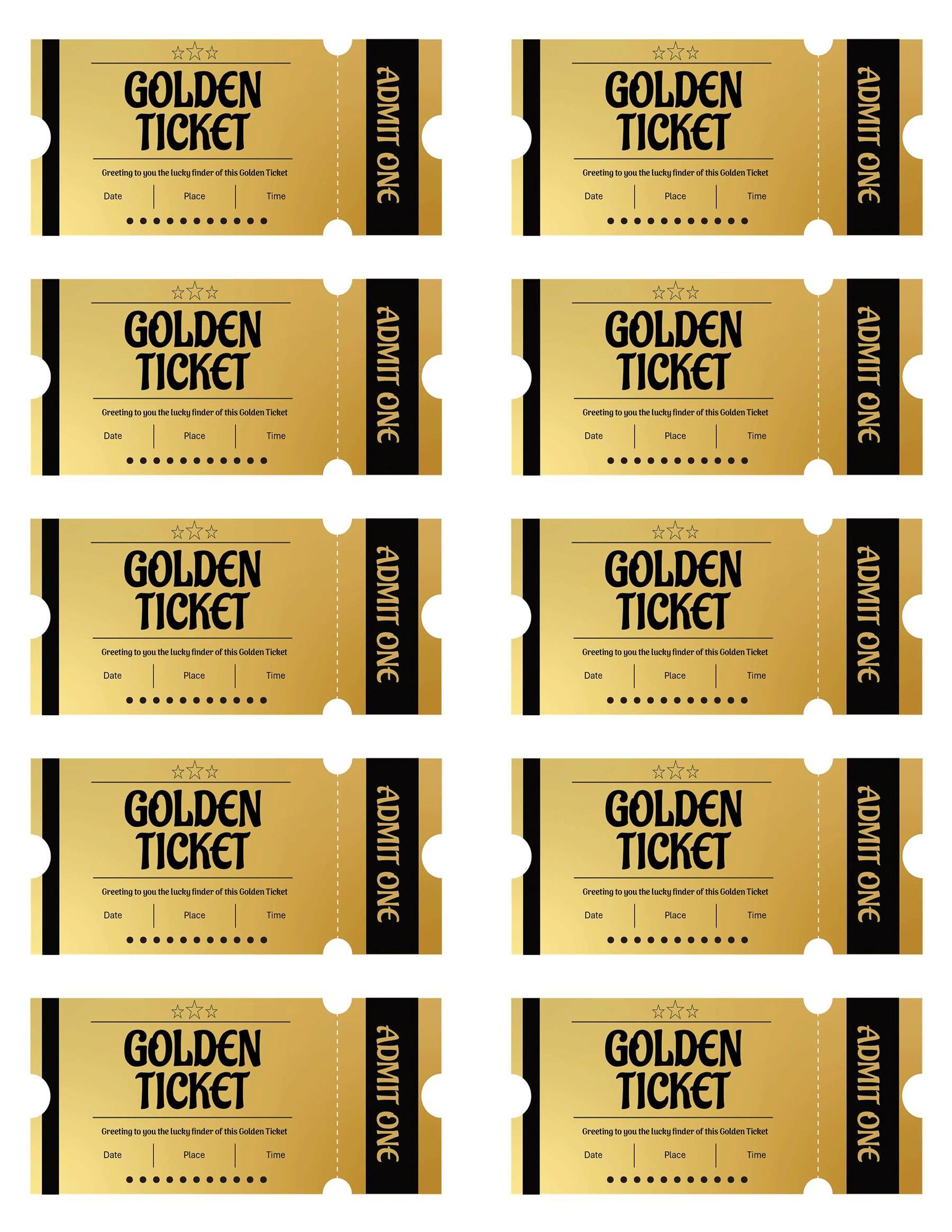 Free Editable Golden Ticket Templates Free Editable Golden Ticket Templates