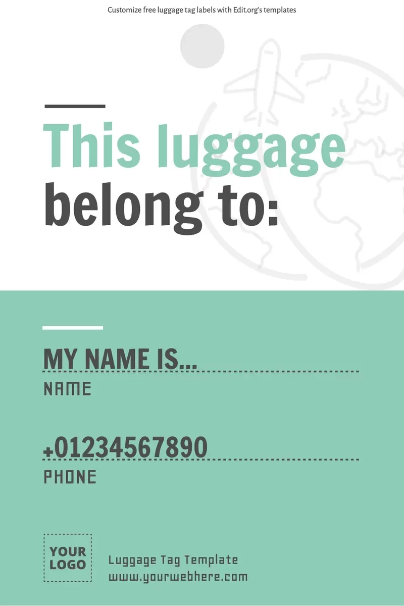 Printable Editable Luggage Tag Template
