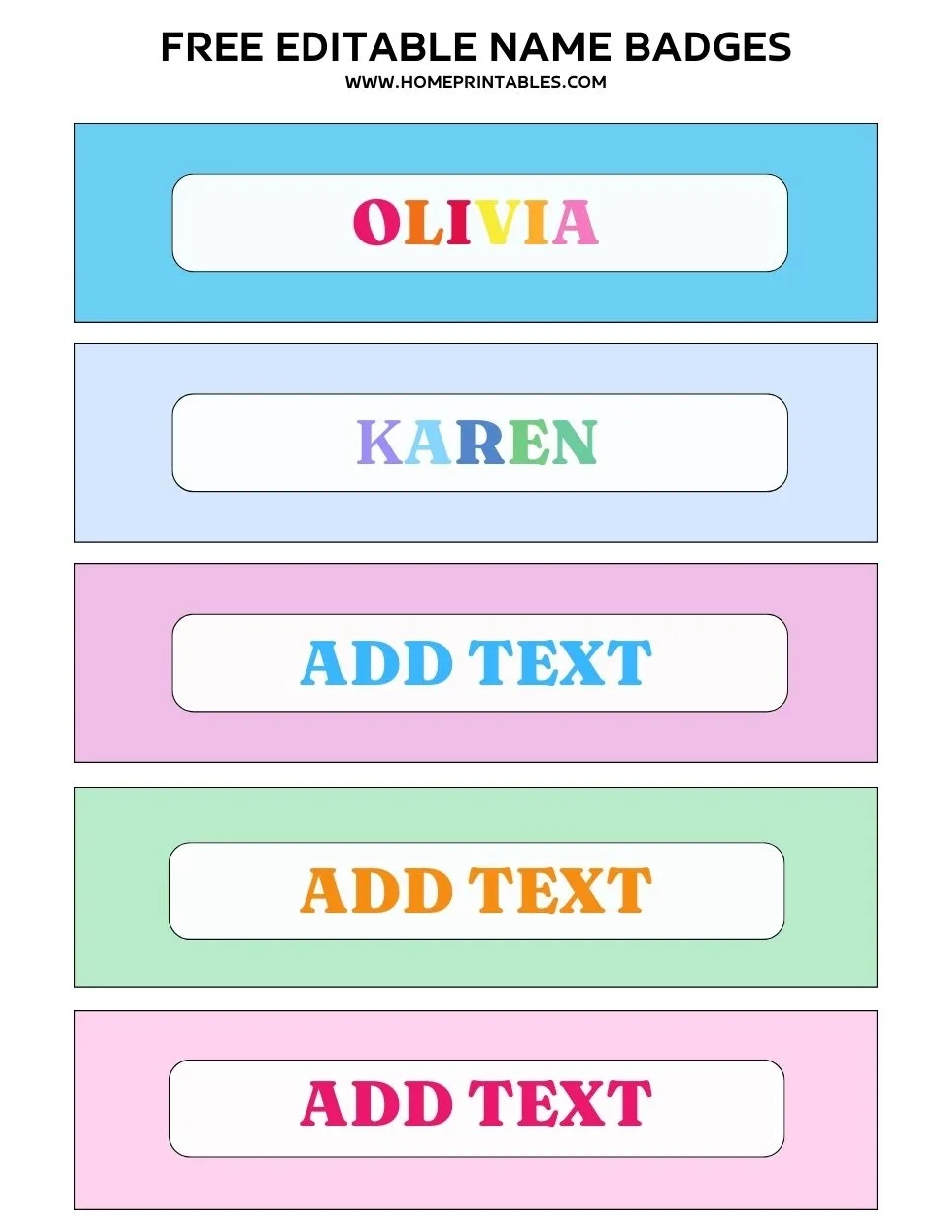 Downloadable Name Tag Template Free Printable Word
