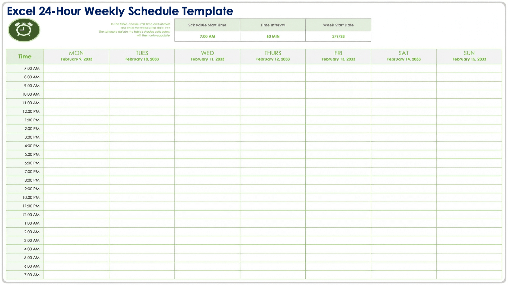 Hourly Schedule Template Free Printable