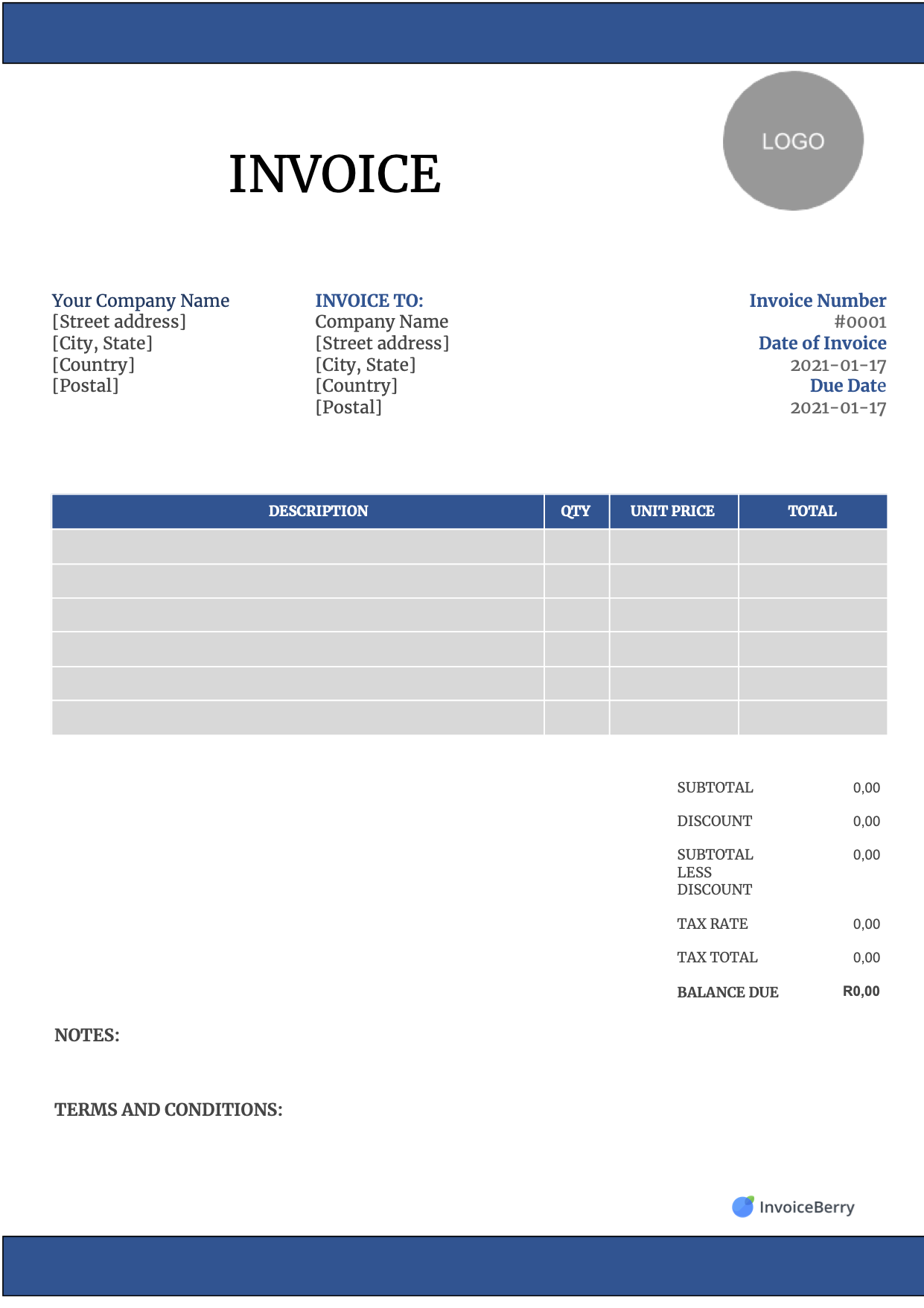Free Online Printable Invoice Template