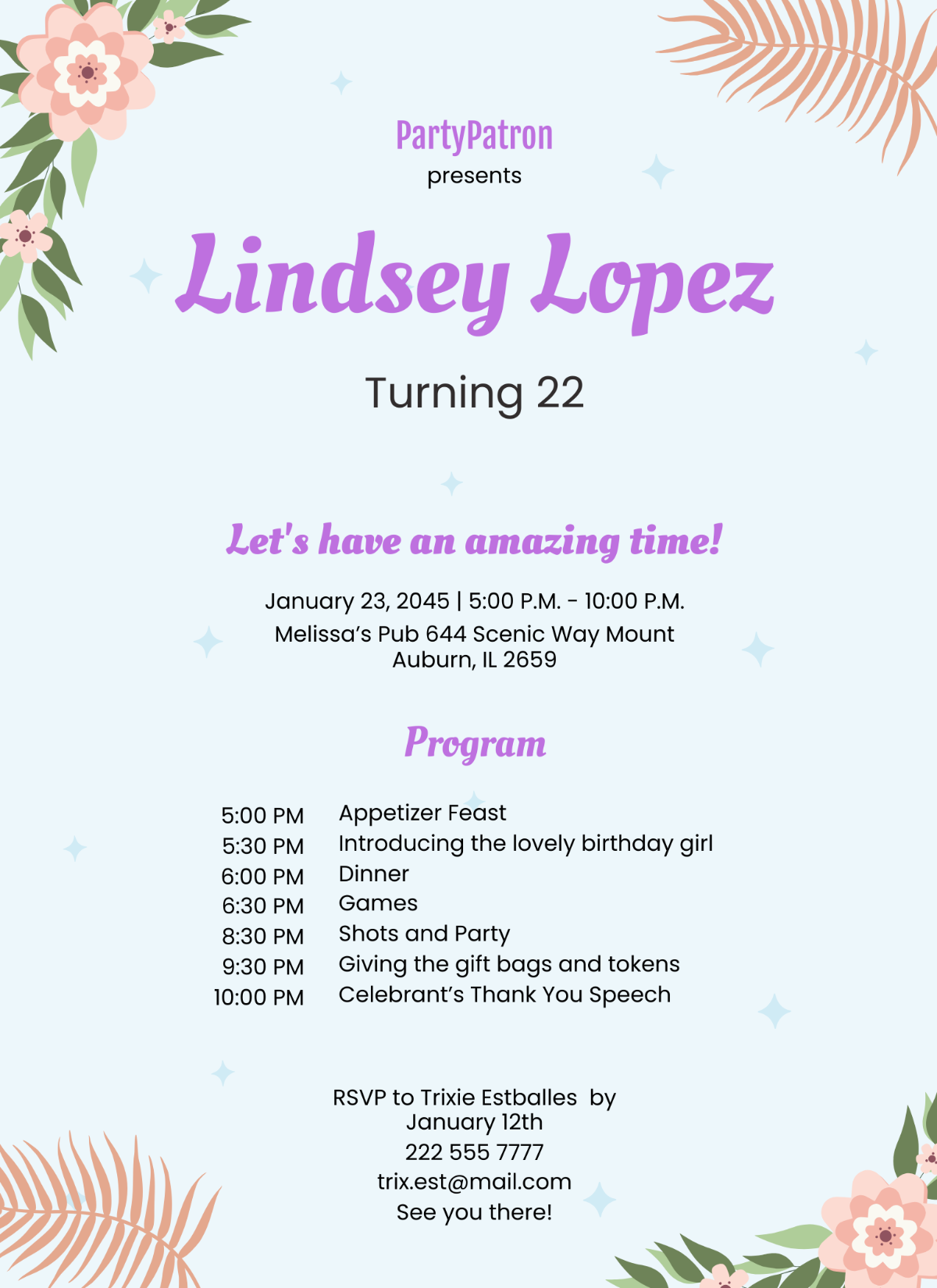 Free Ladies Birthday Party Program Template To Edit Online