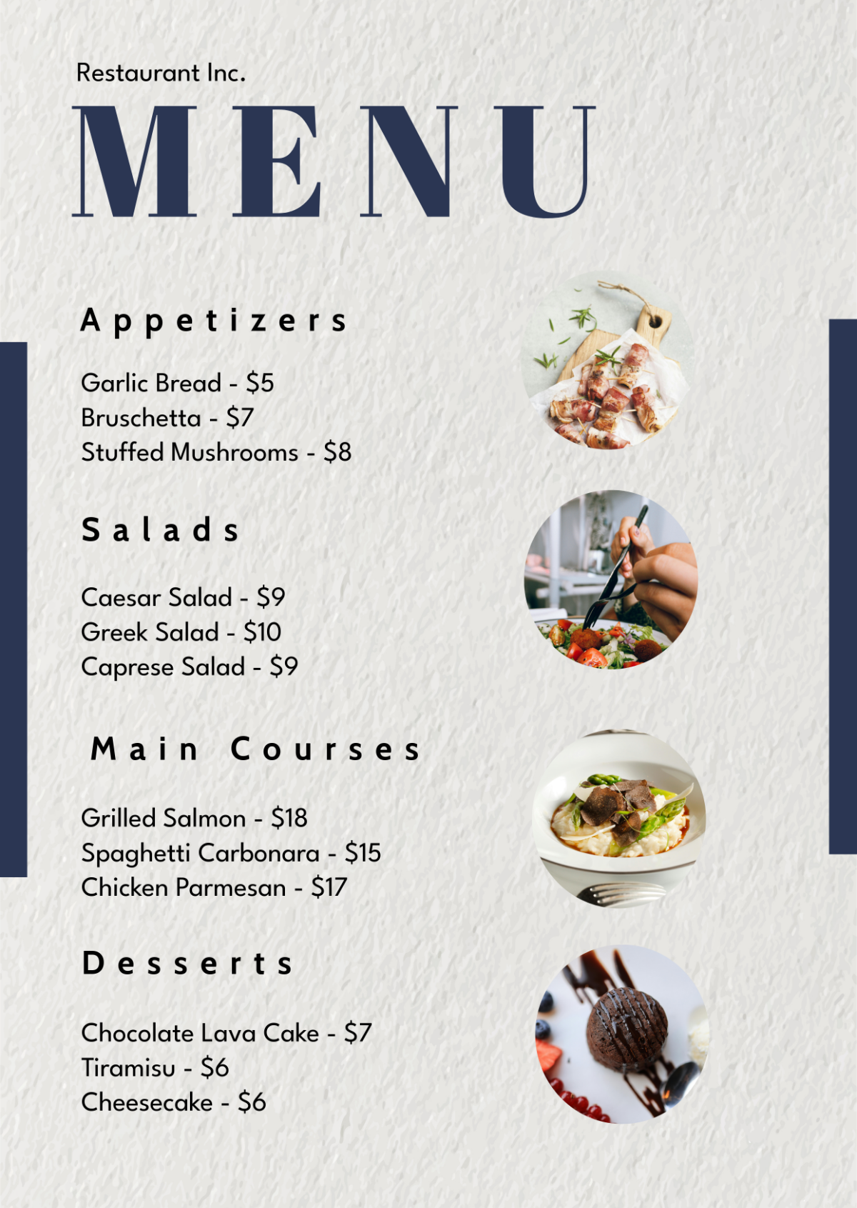Free Menu Templates Editable And Printable