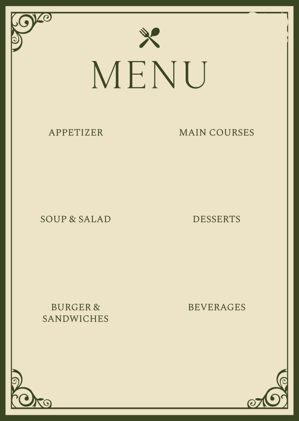 Free Menu Templates Editable And Printable