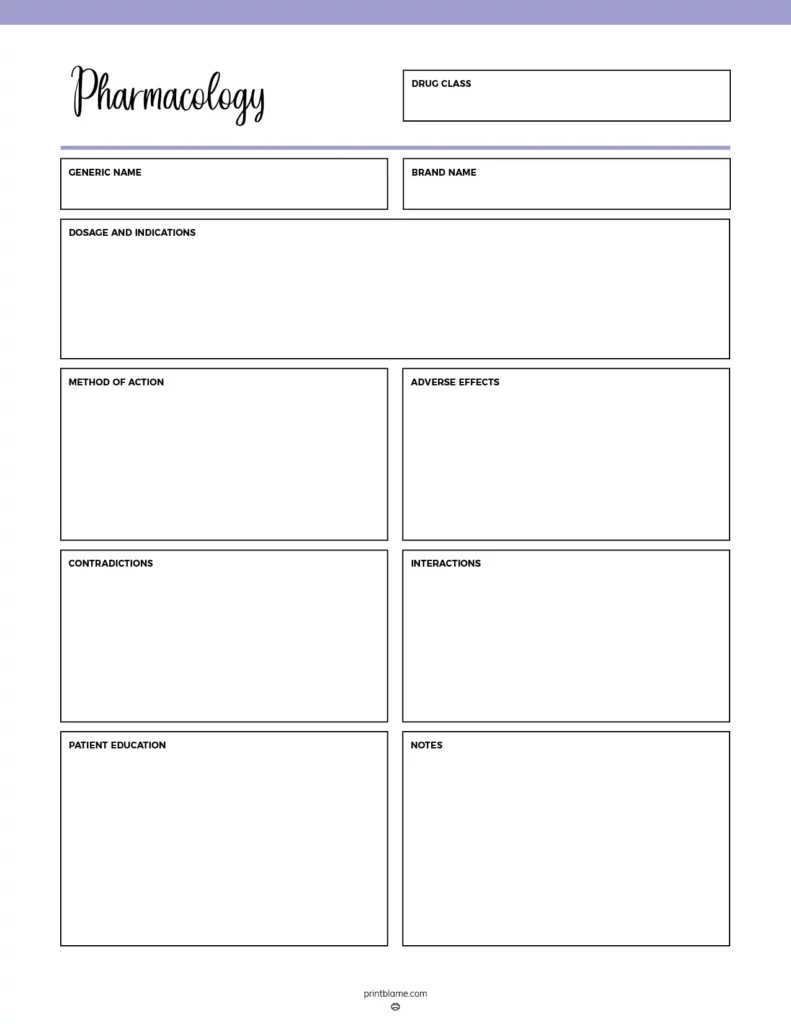 FREE Nursing Pharmacology Templates 16 Drug Card Sheets