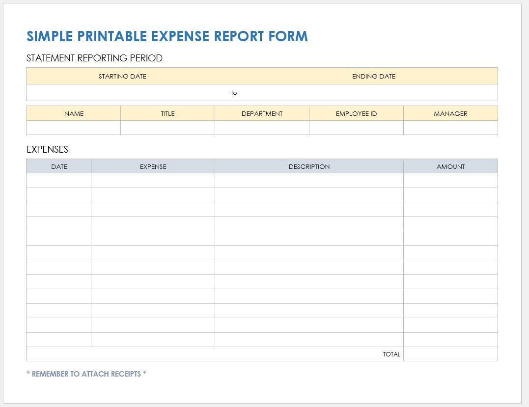 Free PDF Expense Report Templates And Forms Smartsheet