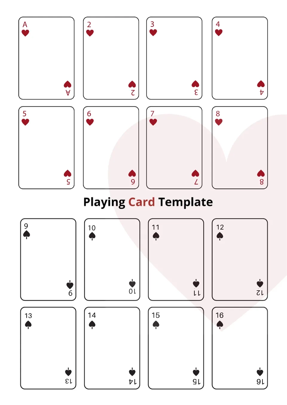 Free Playing Card Template For Google Docs