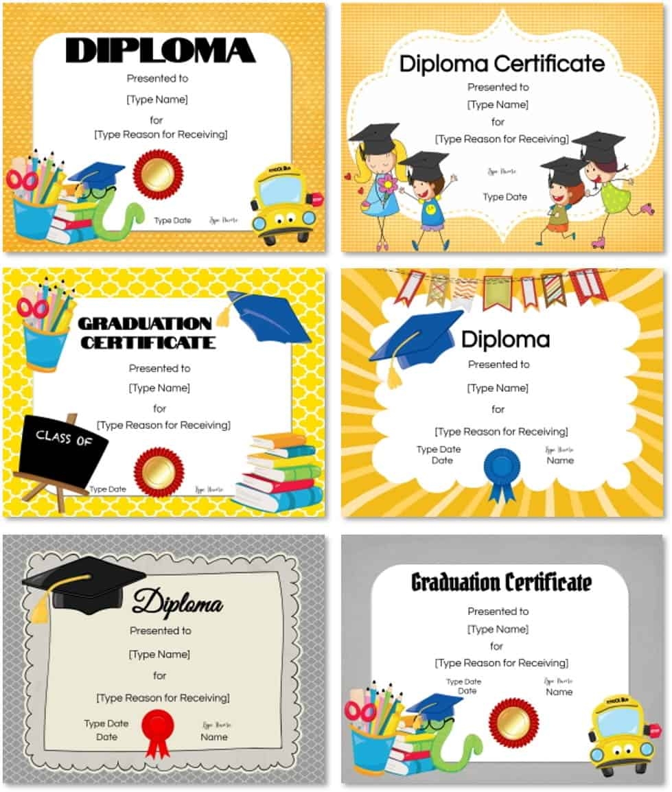Printable Editable Preschool Graduation Certificate Template Free