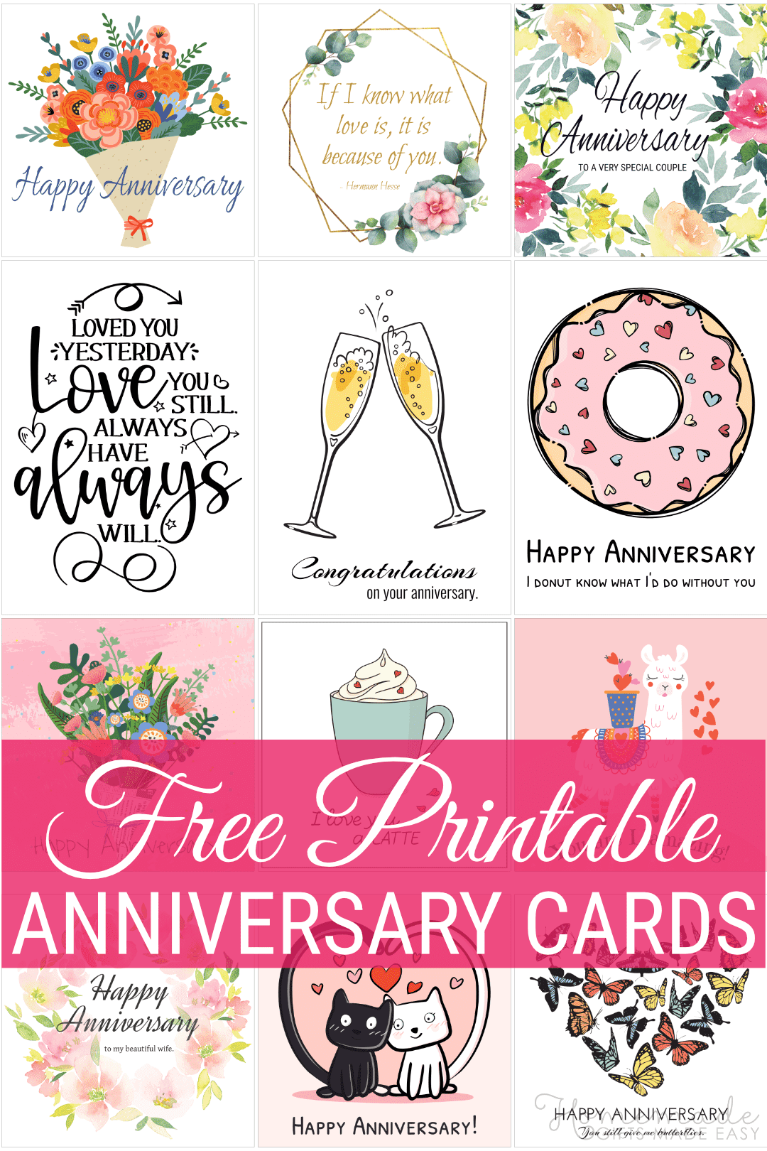 Free Printable Anniversary Card Templates
