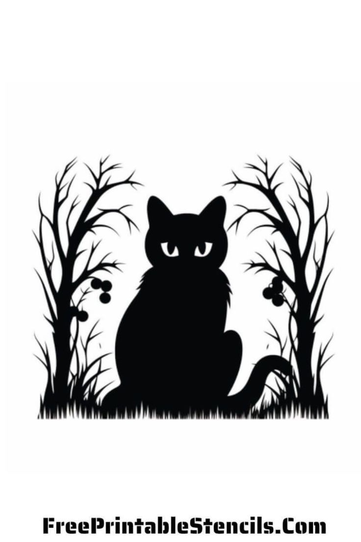 Free Printable Black Cat Stencil For Halloween