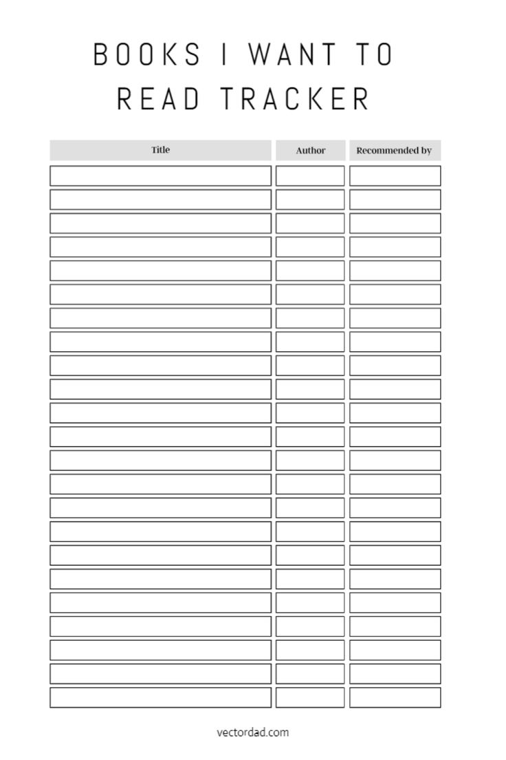 Book List Template Printable