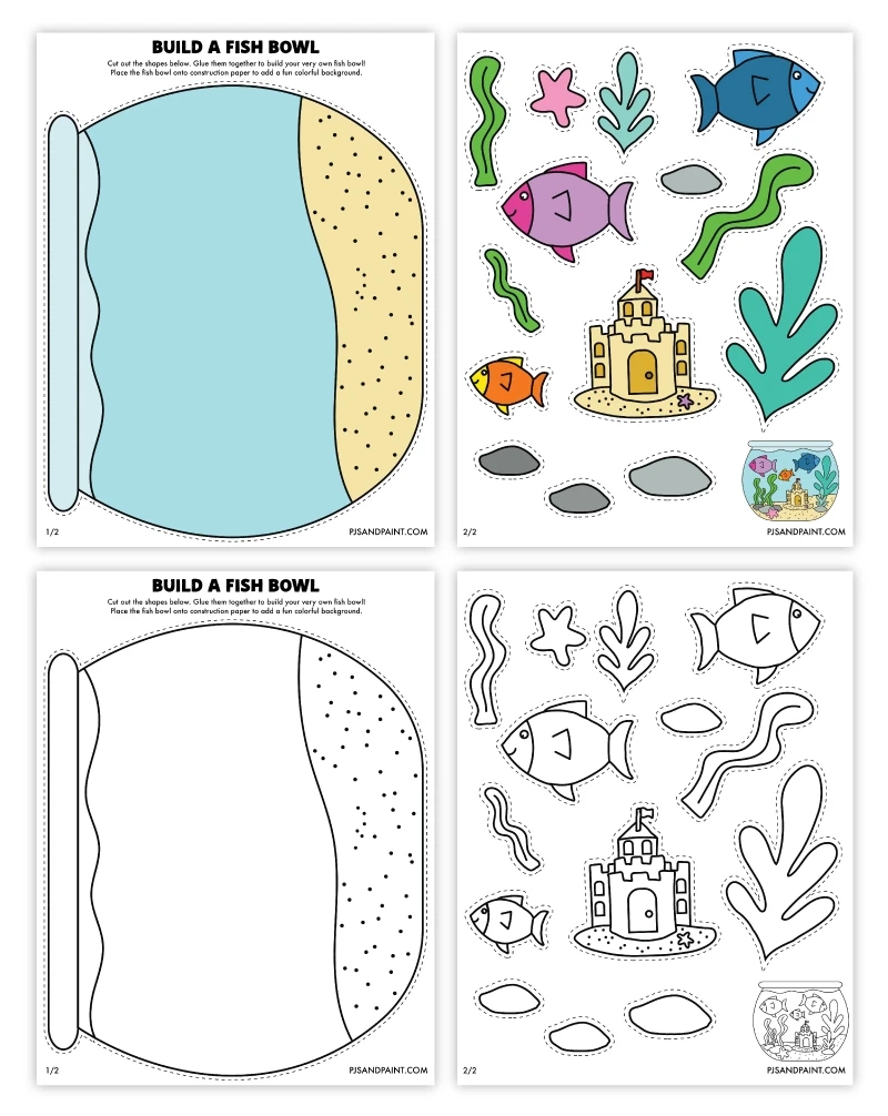 Free Printable Build A Fish Bowl Craft Pjs And Paint