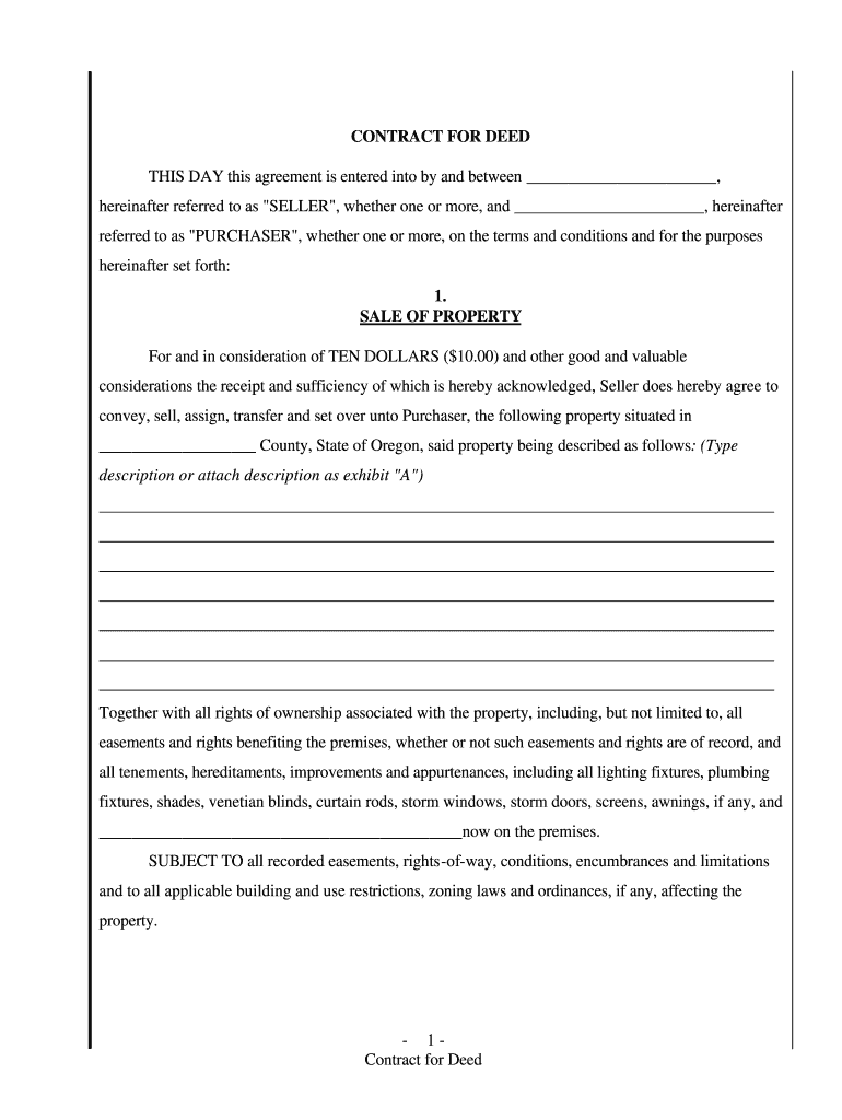 Free Printable Contract For Deed Template Fill Out amp Sign Online 