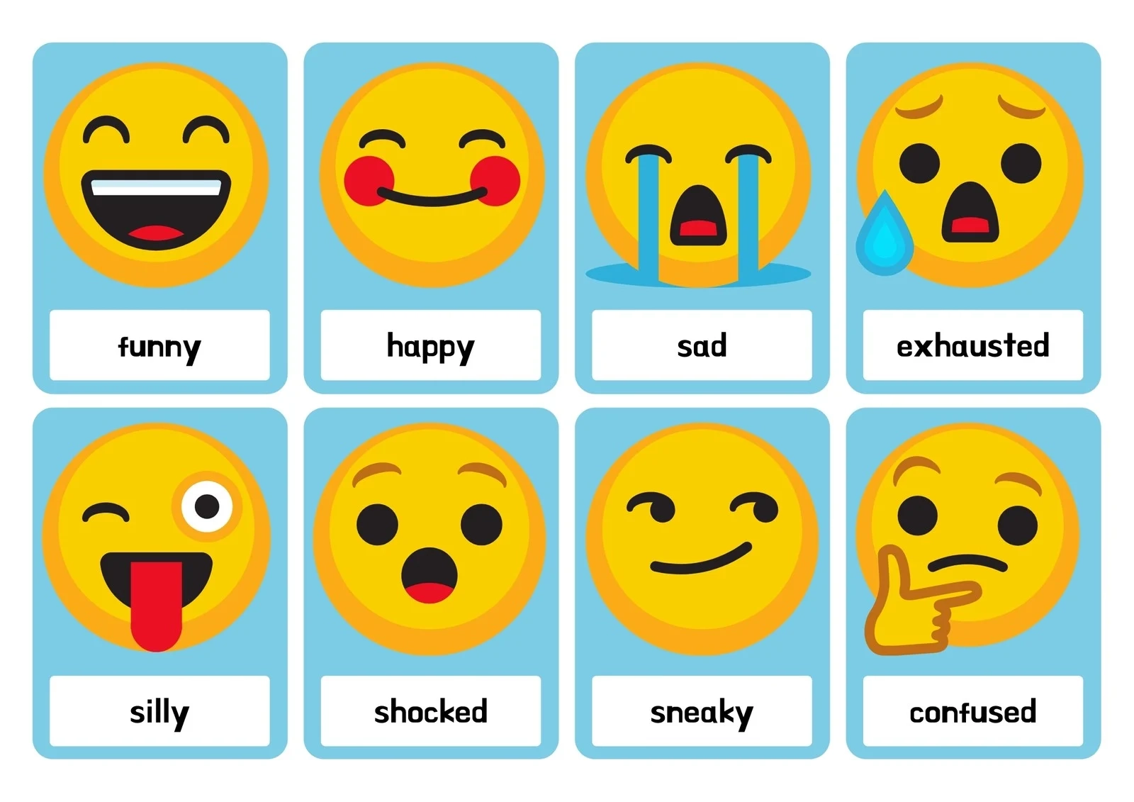 Free Printable Custom Emotions Flashcard Templates Canva