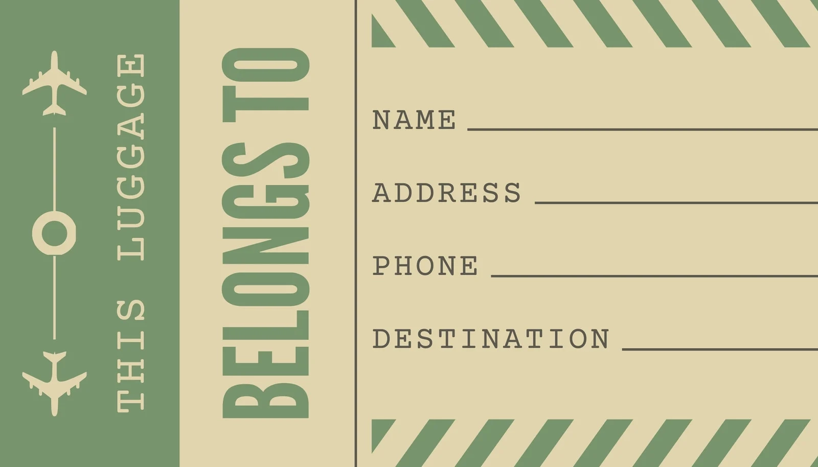Free Printable Customizable Luggage Tag Templates Canva