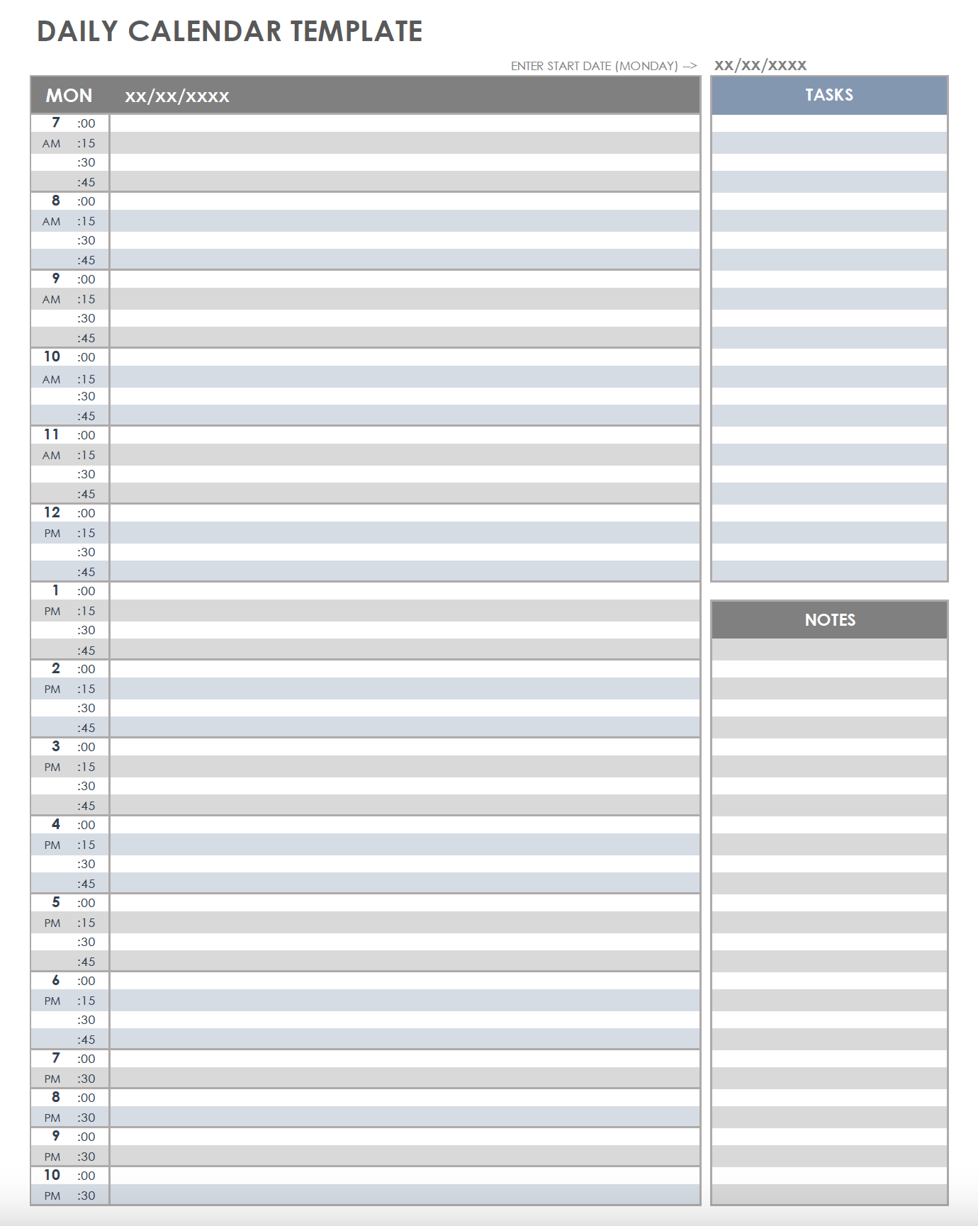 Free Printable Daily Work Schedule Template