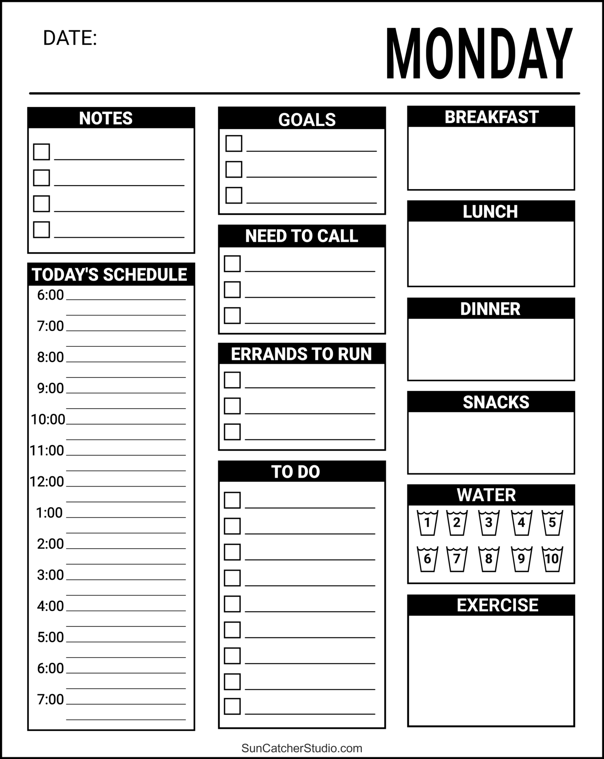 Daily Planner Template Printable