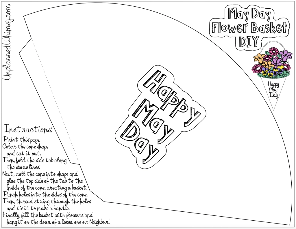 Free Printable DIY May Day Flower Baskets Unplanned Whimsy