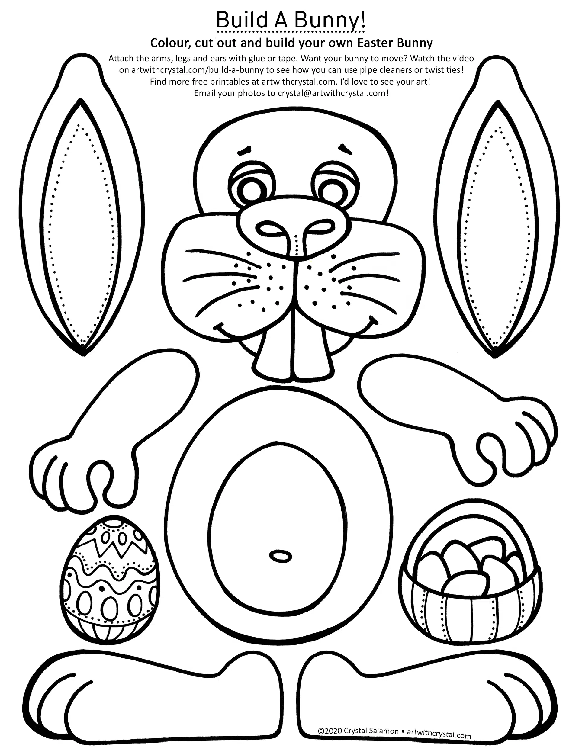 Free Printable Easter Bunny Kid s Craft Colour amp Build Art