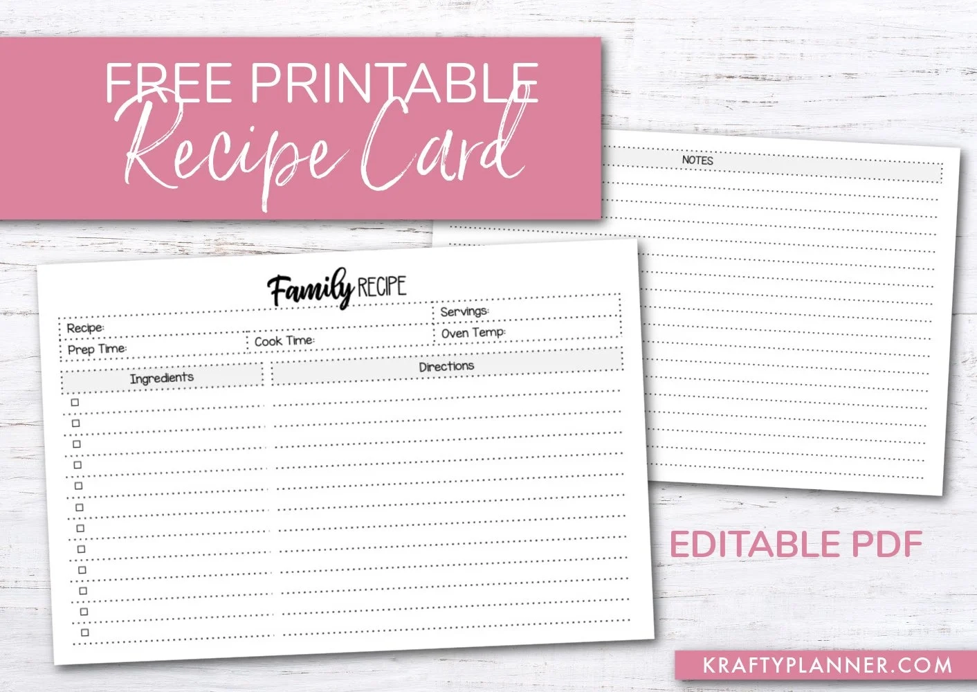 Free Printable Editable Recipe Template