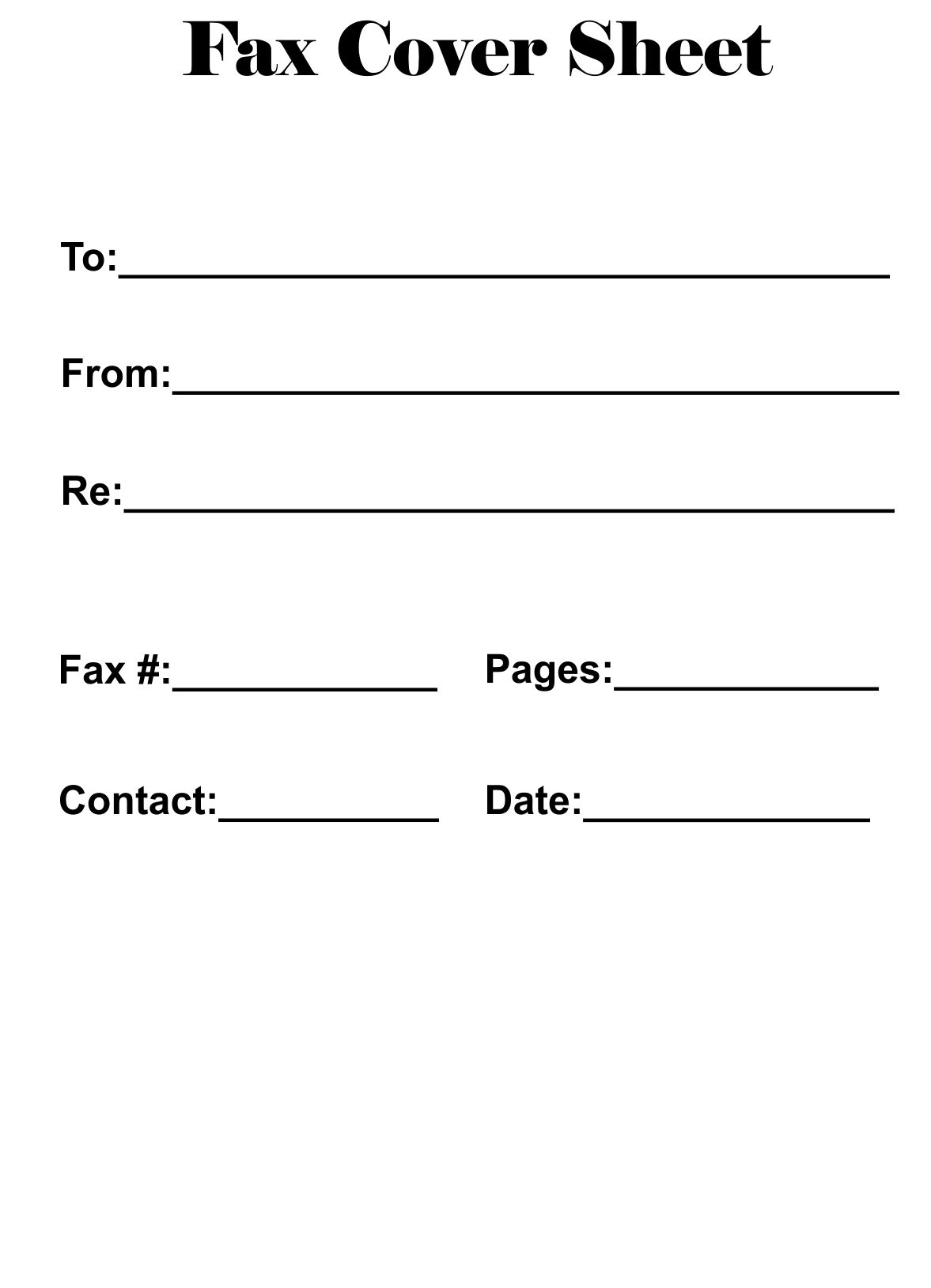 Fax Cover Page Template Printable