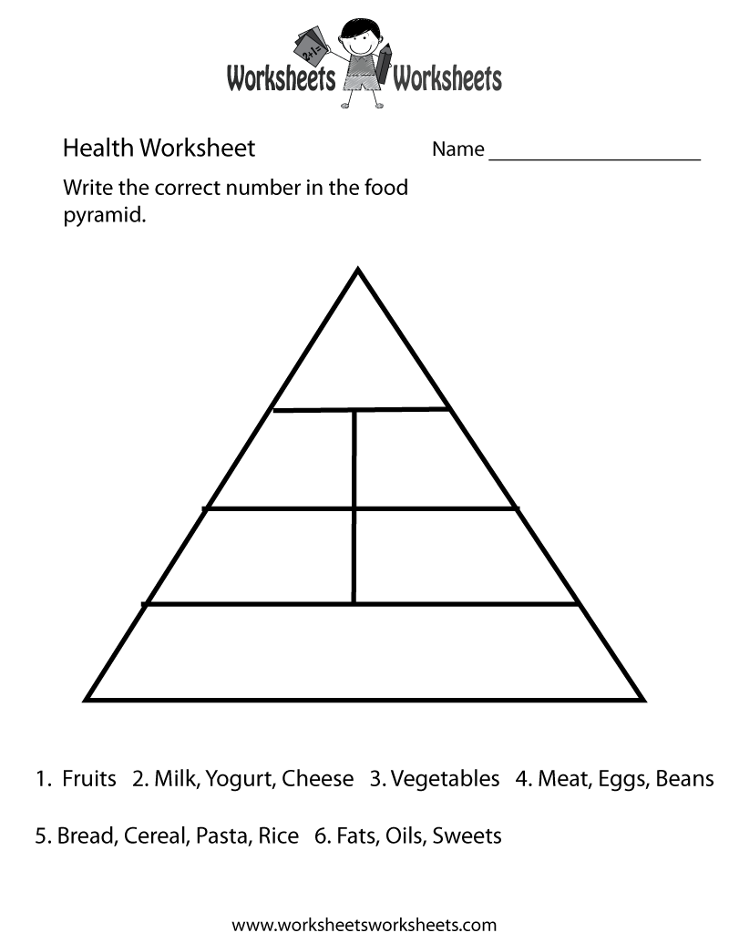 Free Printable Food Pyramid Health Worksheet Worksheets Library