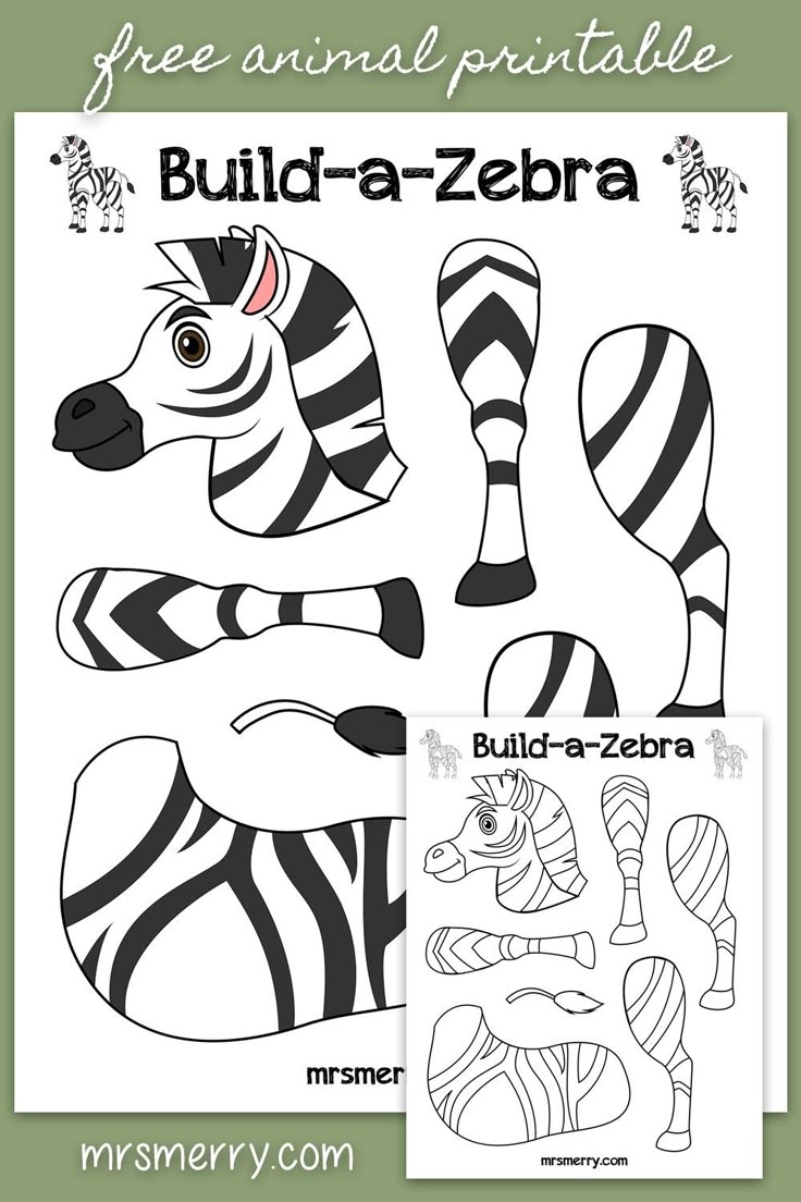 Free Printable For Kids Build A Zebra Zoo Animals Crafts For 