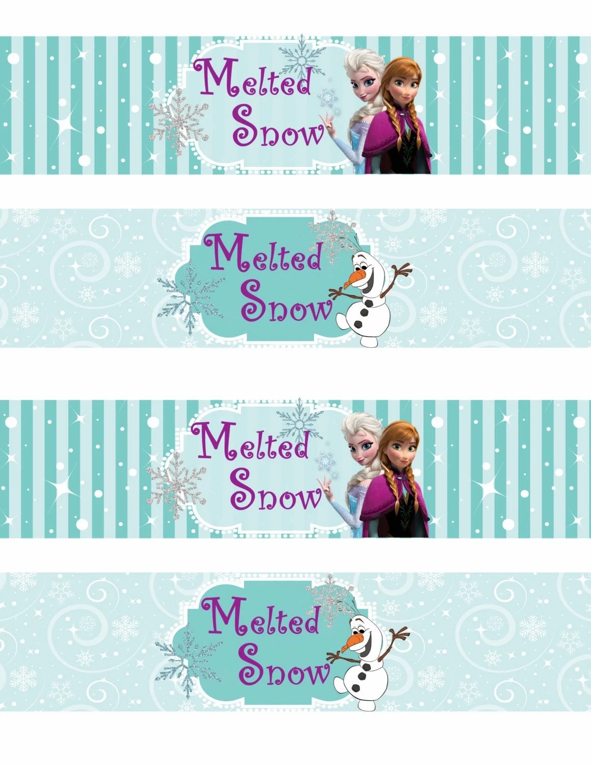 Free Frozen Printable Water Bottle Labels Template
