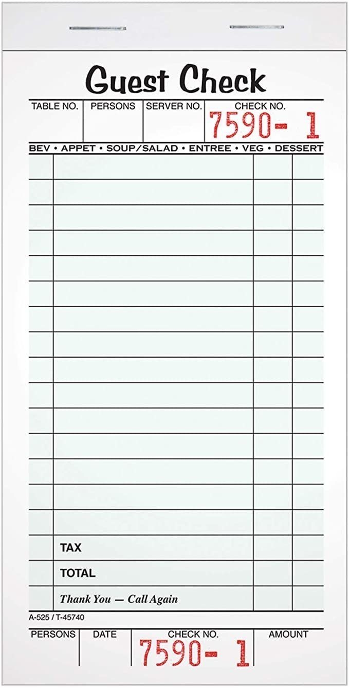 Free Printable Guest Check Form
